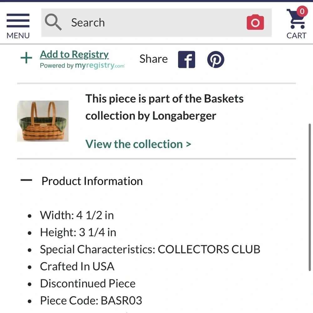 Longaberger Collectors Club 2003 Renewal Basket Combo